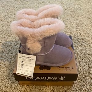 Pearpaw toddler size 10 Sherpa boots NeverWet feature color Wisteria